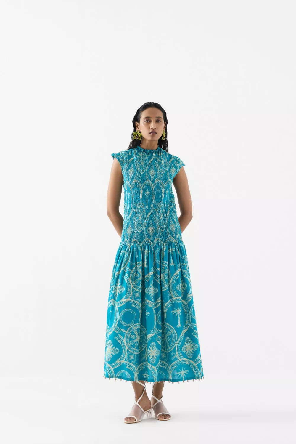 Coconut Palm Ruching Dress