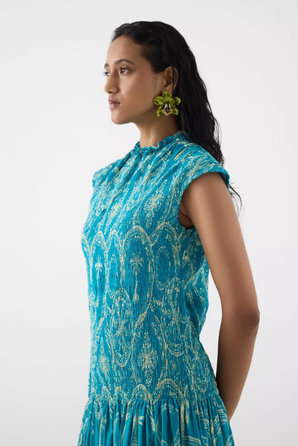 Coconut Palm Ruching Dress