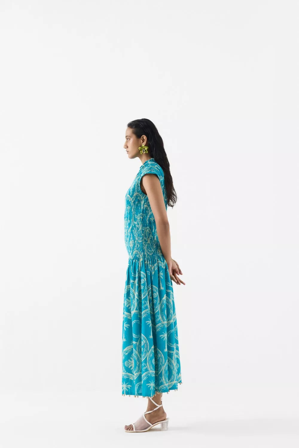 Coconut Palm Ruching Dress