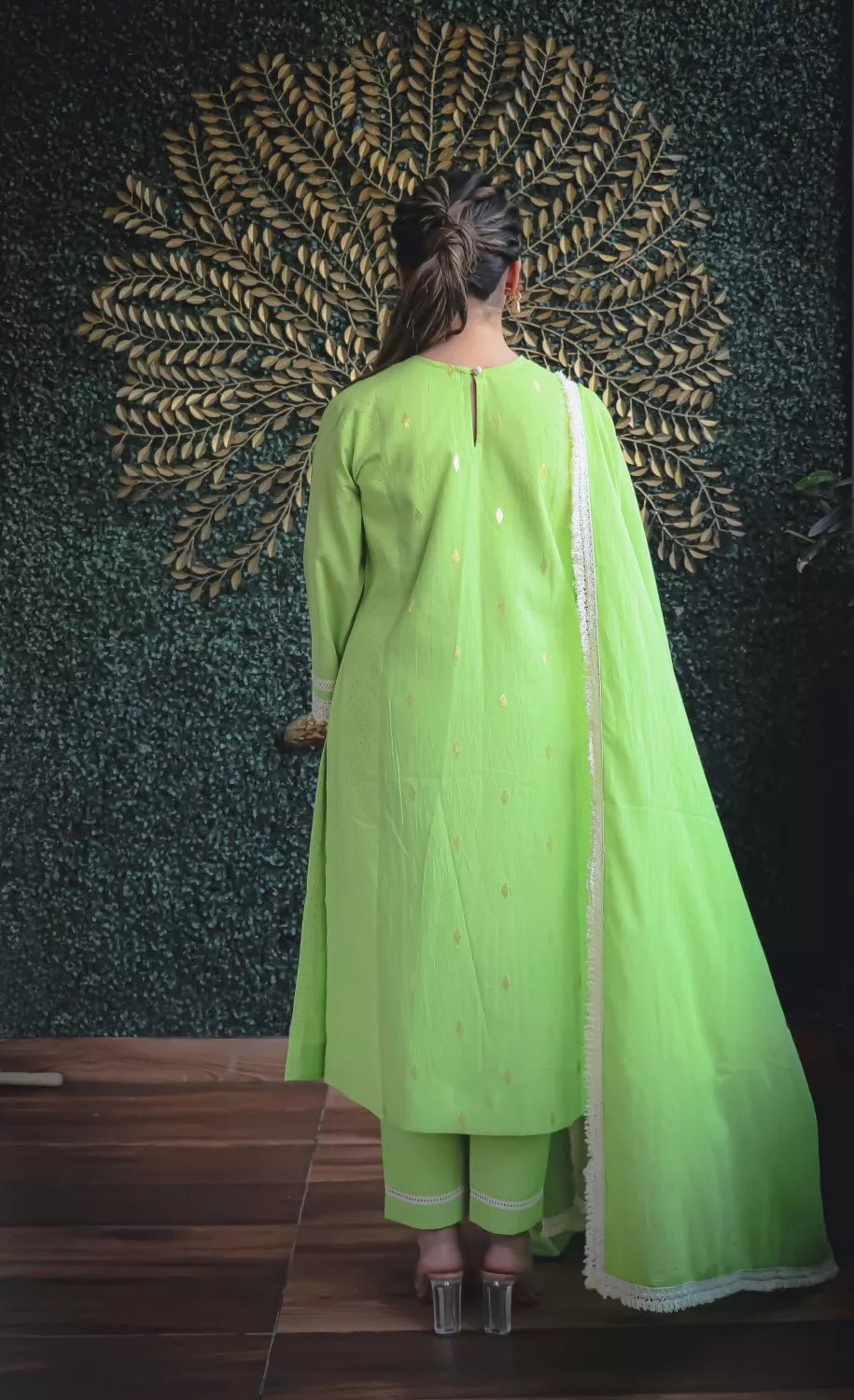 sajda green suit set