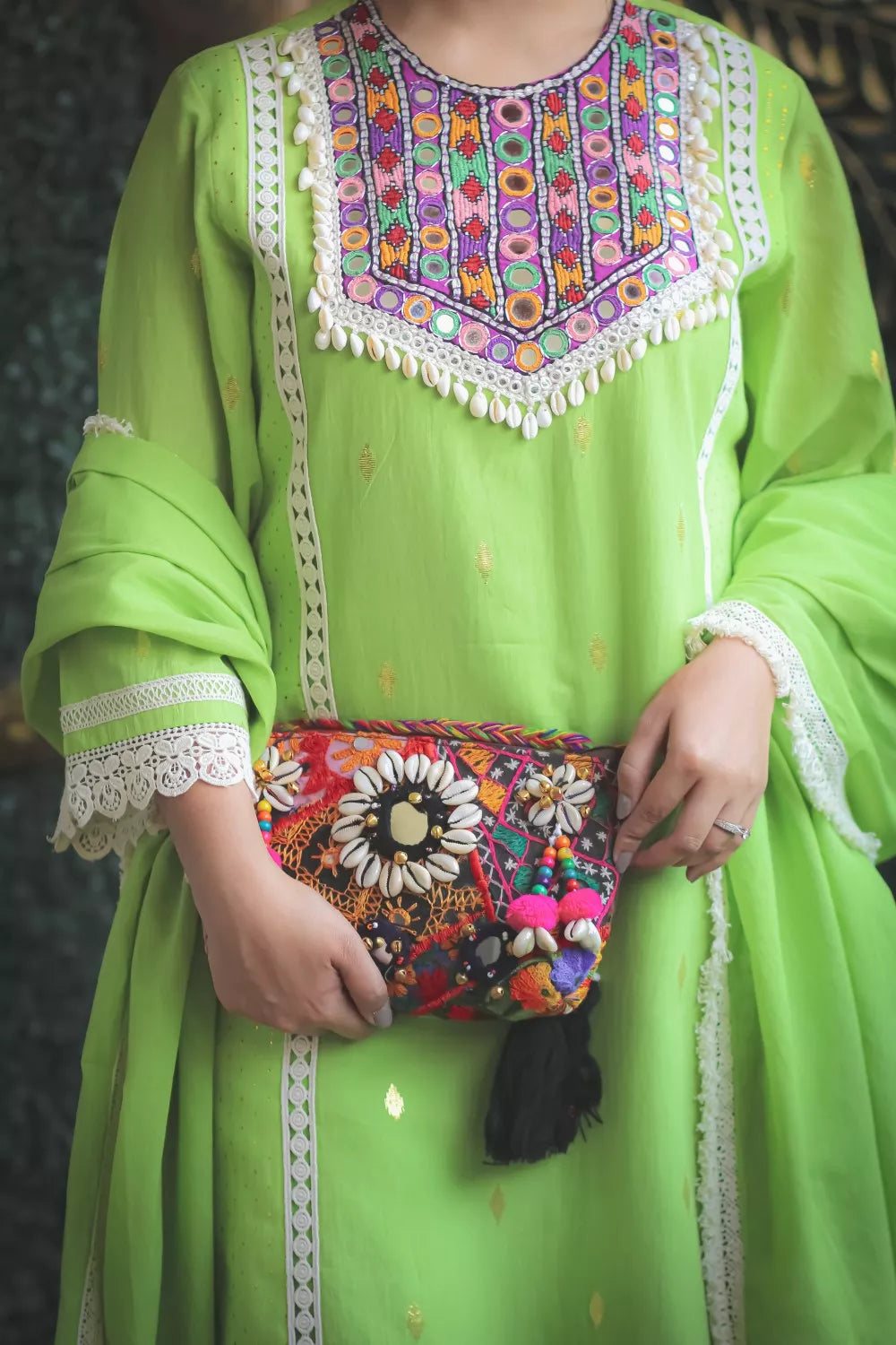 sajda green suit set