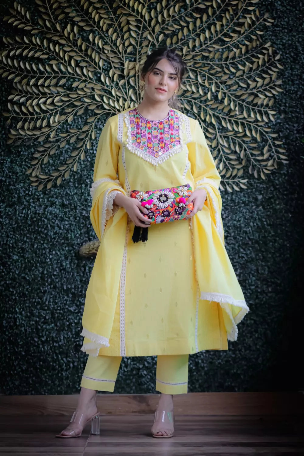 sajda yellow suit set