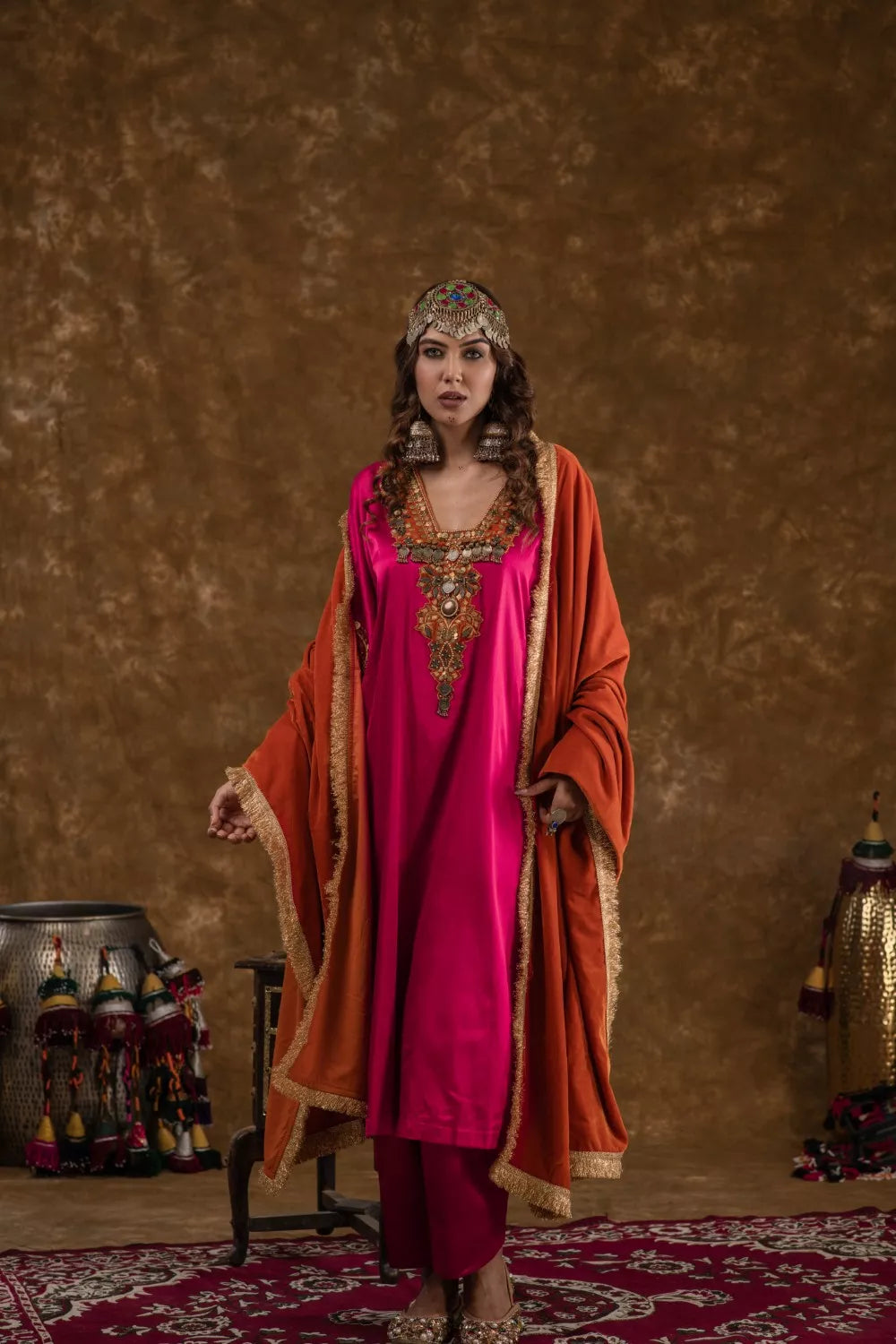 Layla Hot Pink and Rusty Orange 3pc set