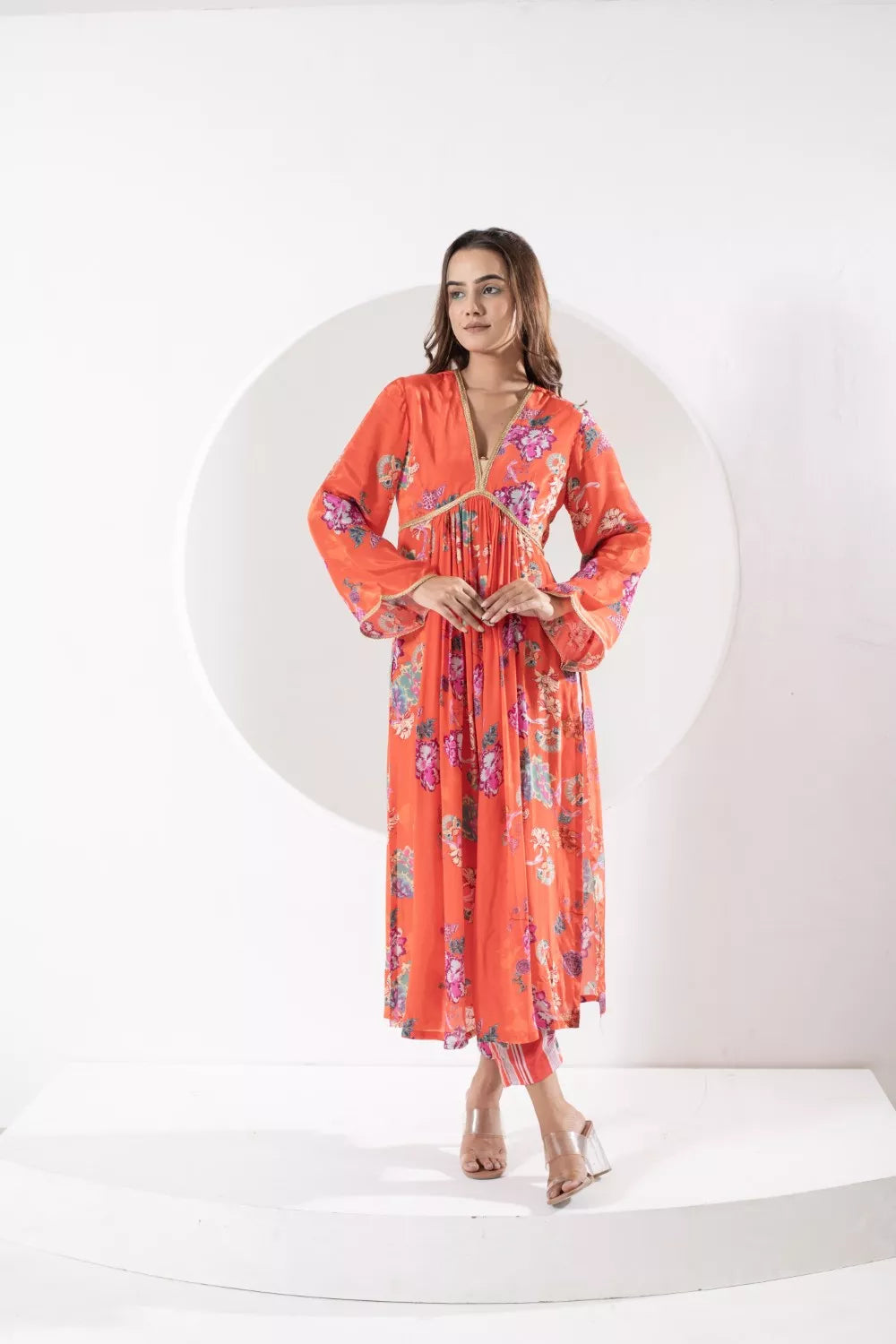 Madhubala orange Suit set