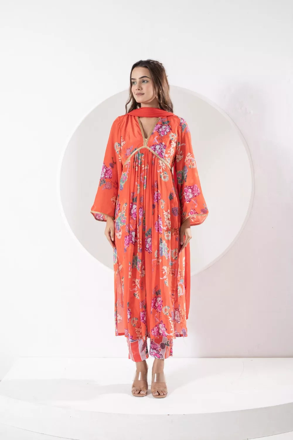 Madhubala orange Suit set