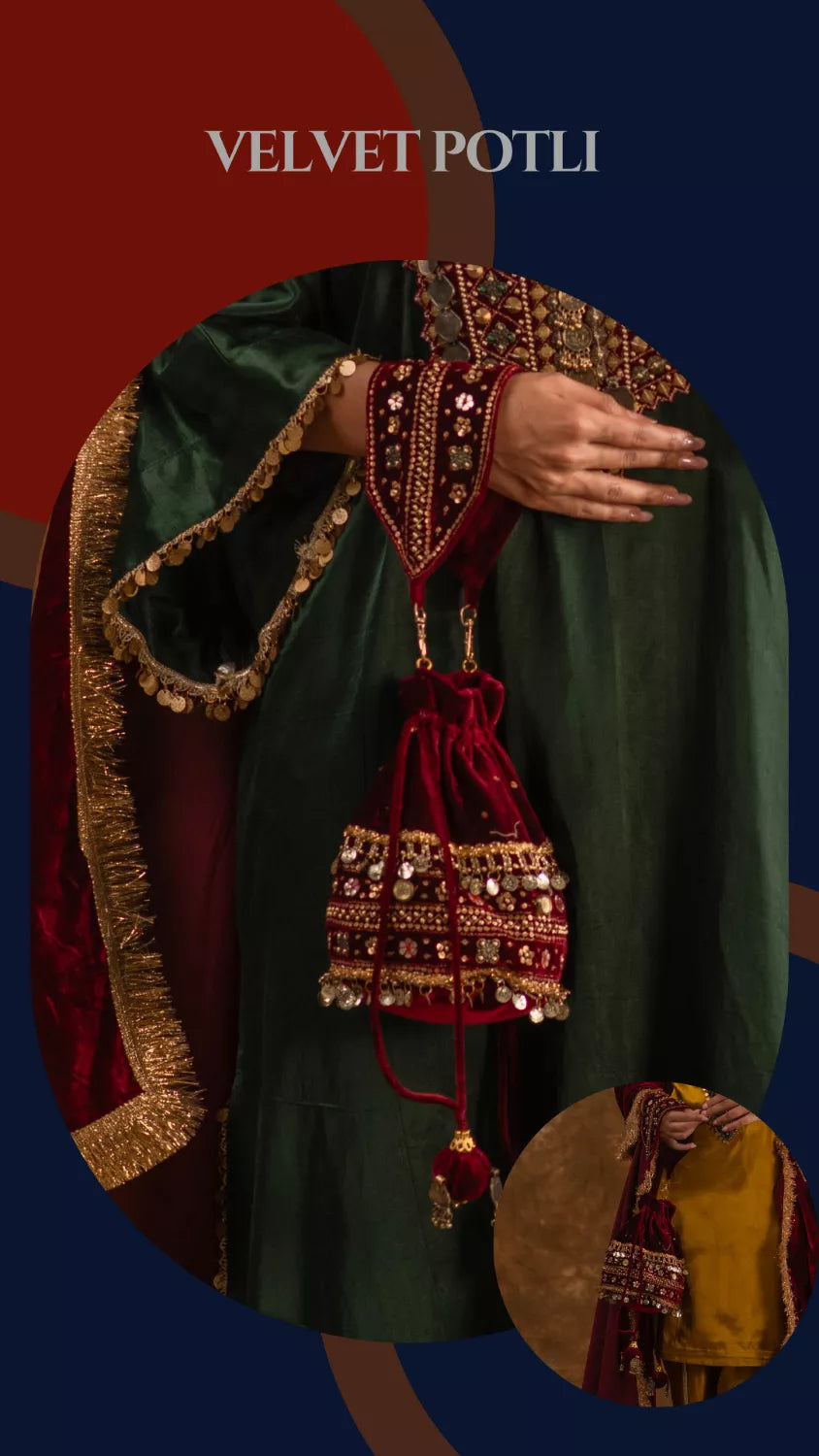 Maroon round Potli
