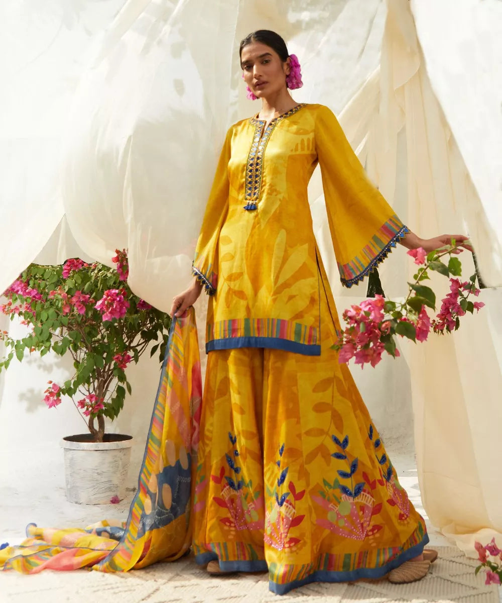 Mustard Sharara set