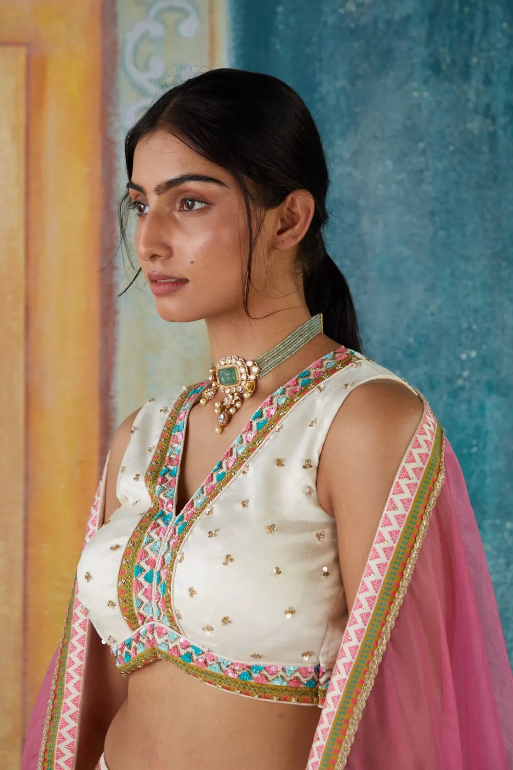 Off White lehenga Set