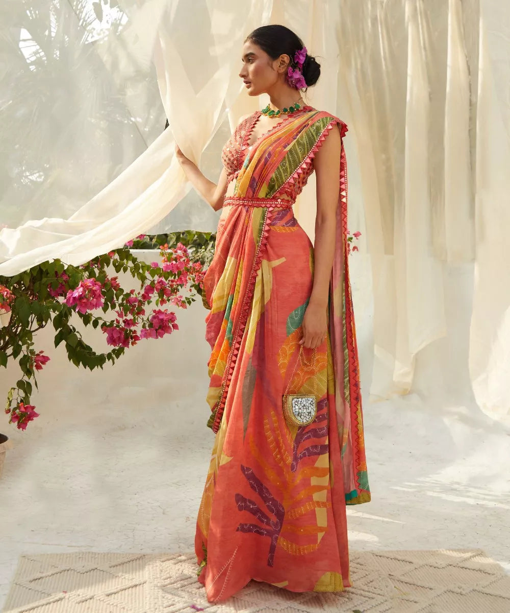 Peach Saree