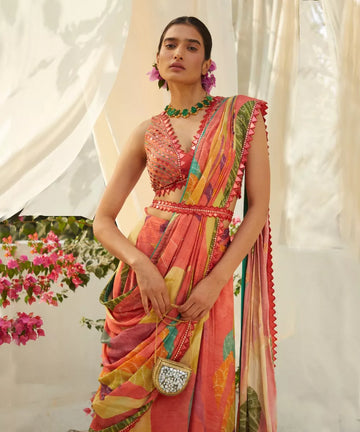 Peach Saree