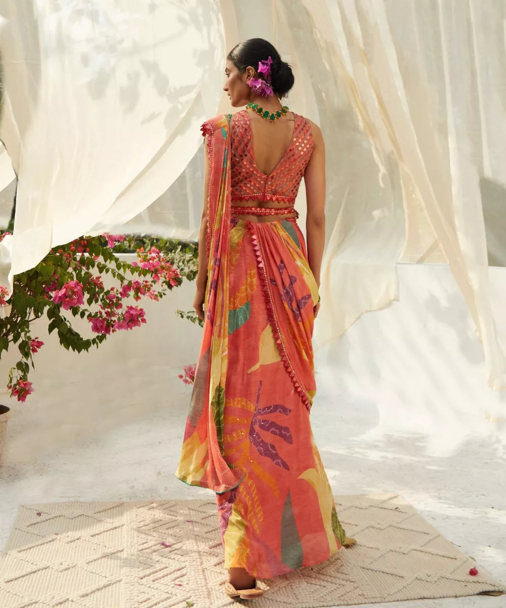Peach Saree