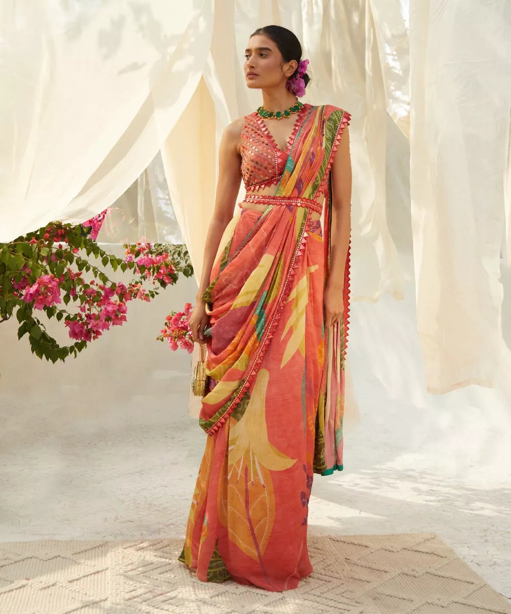 Peach Saree