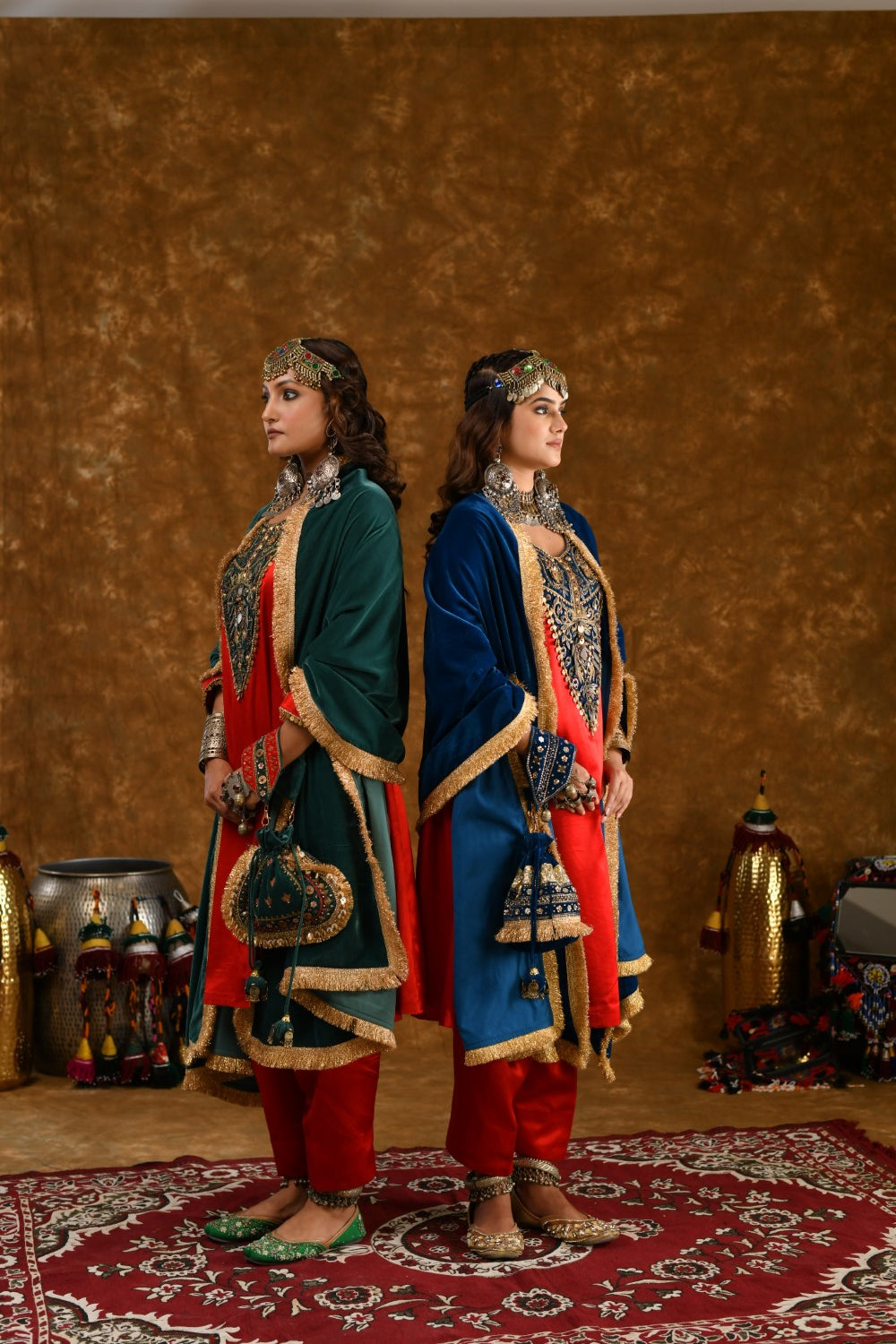 Roohi Red and Teal Green 3 pc set