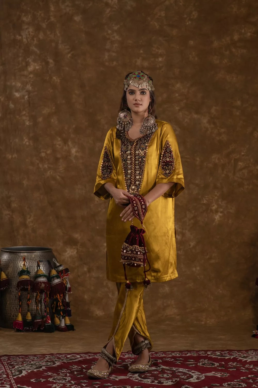 Rubina Mustard and Maroon 3pc set