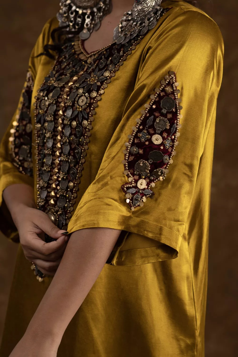 Rubina Mustard and Maroon 3pc set