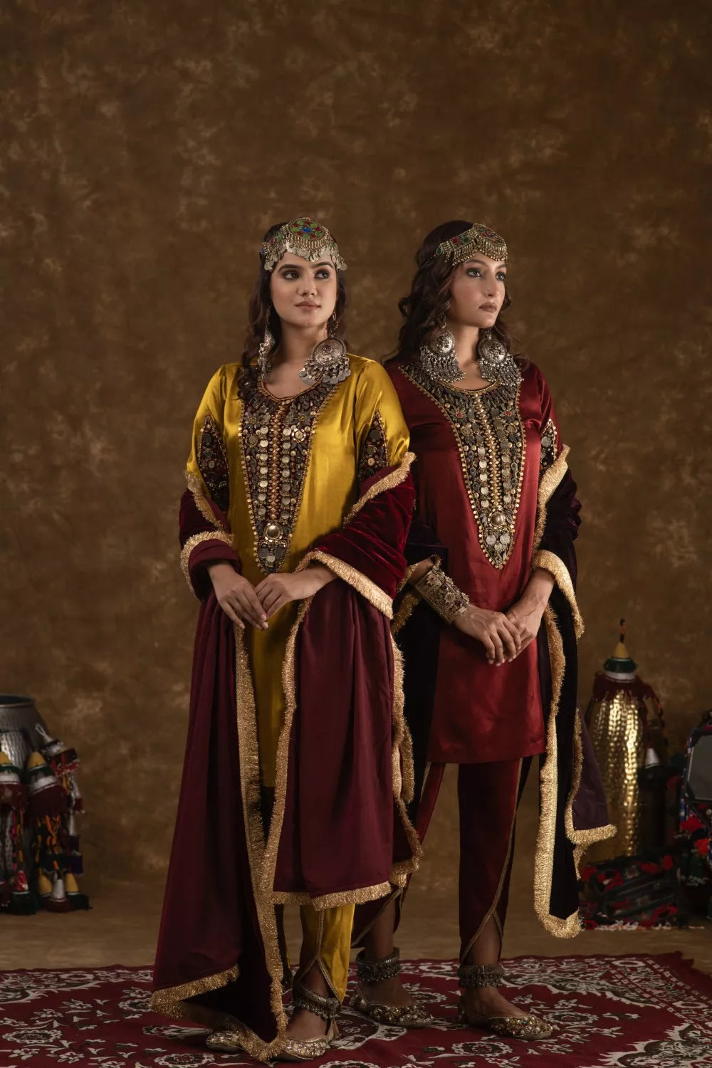 Rubina Mustard and Maroon 3pc set