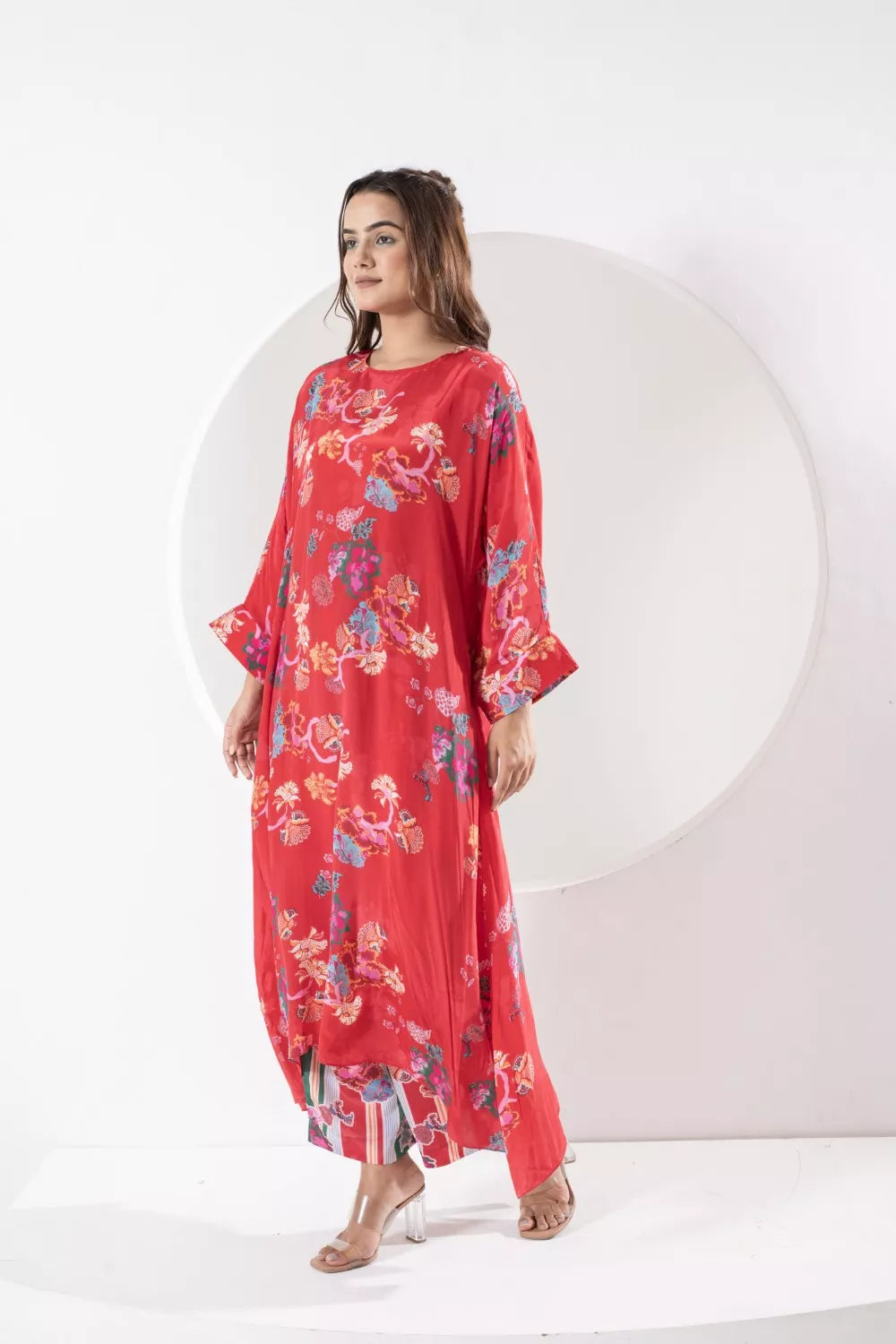 Rukmini Red kaftan set