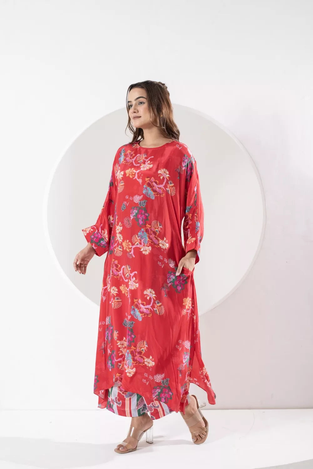 Rukmini Red kaftan set
