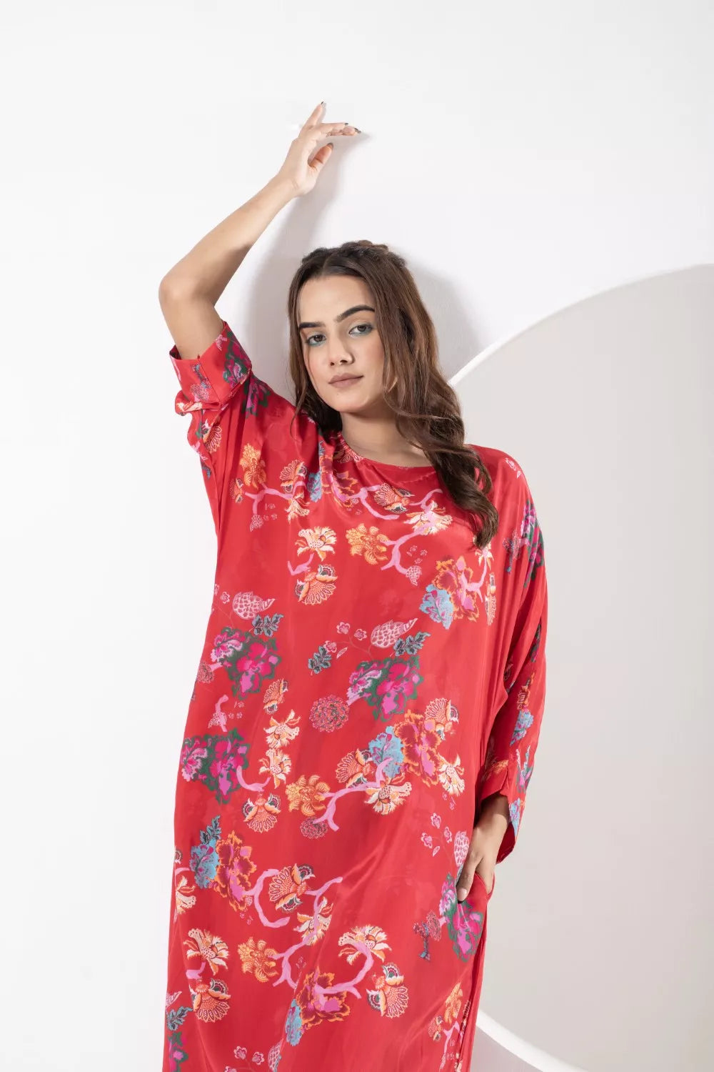 Rukmini Red kaftan set