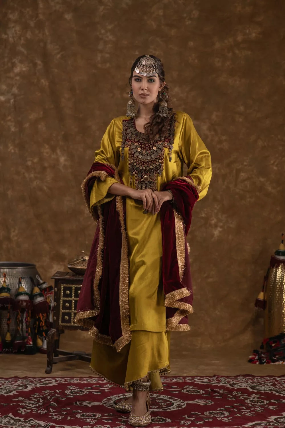 Shaira Mustard and Maroon 3 pc set