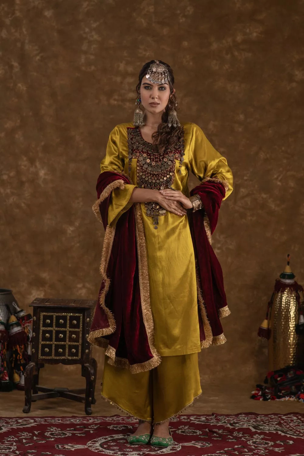 Shaira Mustard and Maroon 3 pc set
