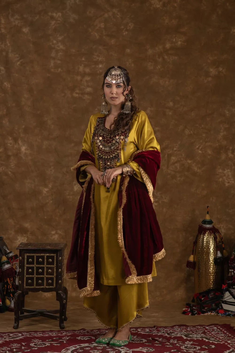 Shaira Mustard and Maroon 3 pc set
