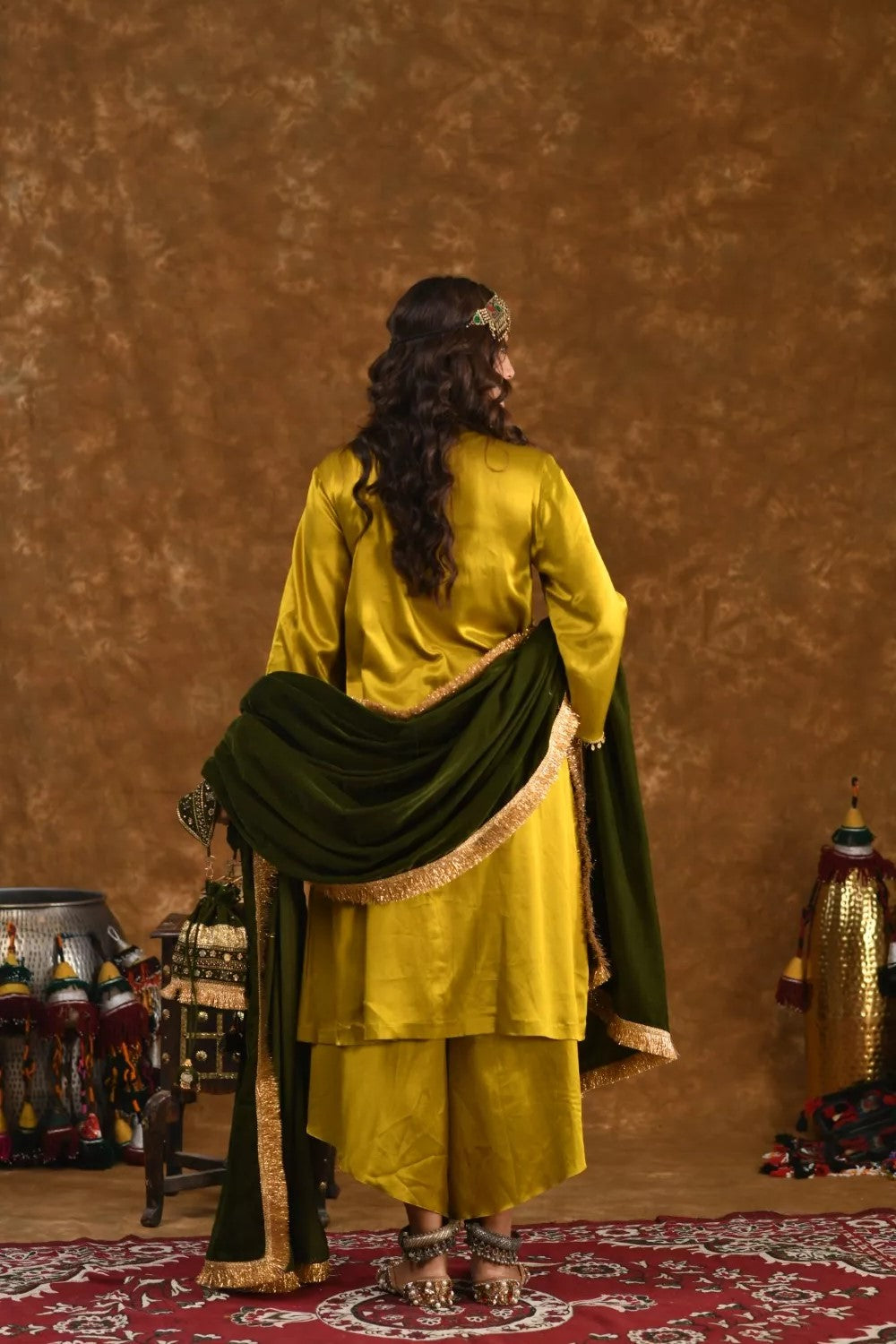 Shaira Mustard and Olive Green 3 pc set