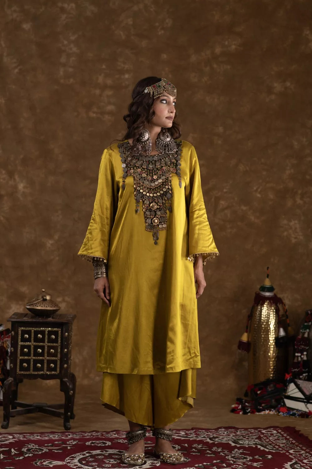 Shaira Mustard and Olive Green 3 pc set