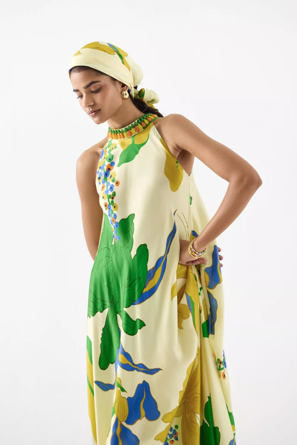 Yellow Rose Halter Dress