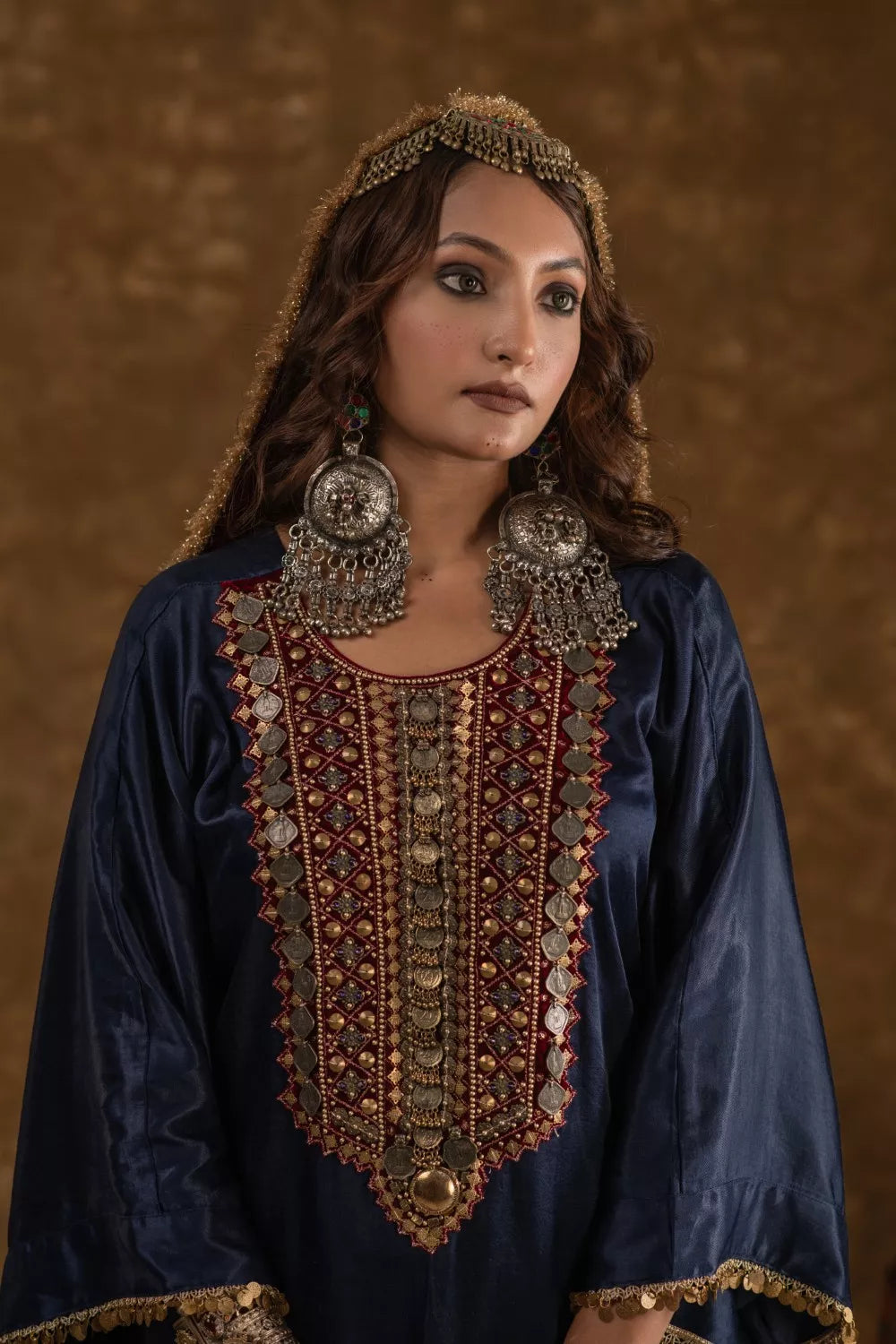 Zahra Navy Blue and Maroon 3pc set